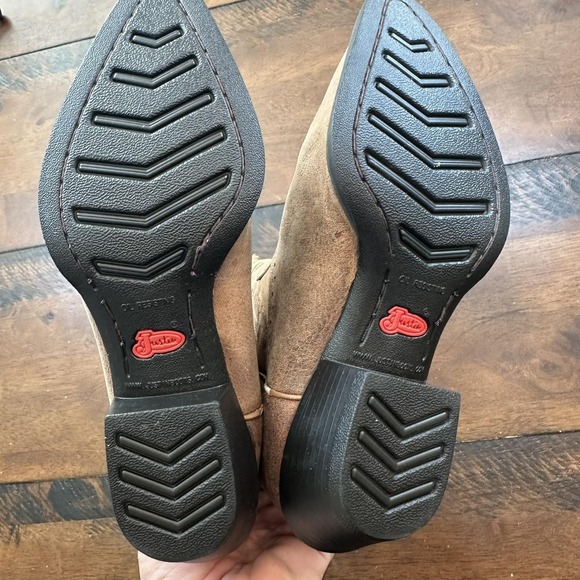 Justin Boots Womens Size 8B Brown Leather Western Cowboy Boots Embroidered L2561 - Picture 11 of 12